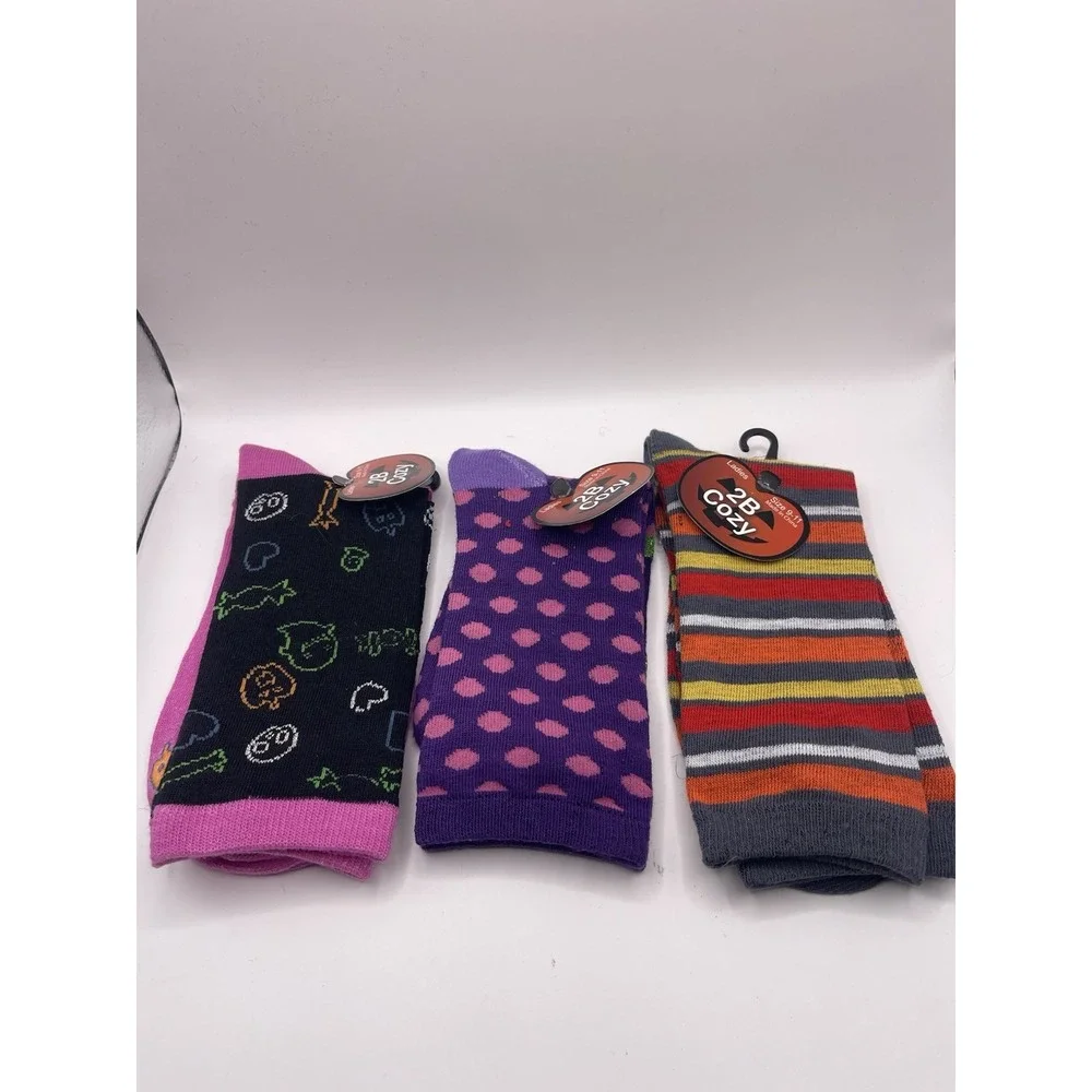 NWT 3‎ Women's Multicolored  Pattern Soft Socks ~ Size 9-11